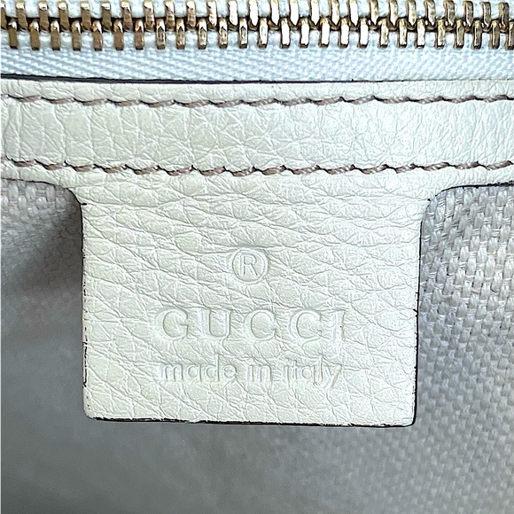 💯 Authentic Gucci Large Soho Tote Ivory Pebbled Leather GHW Tassel EUC Full Set - Picture 8 of 9